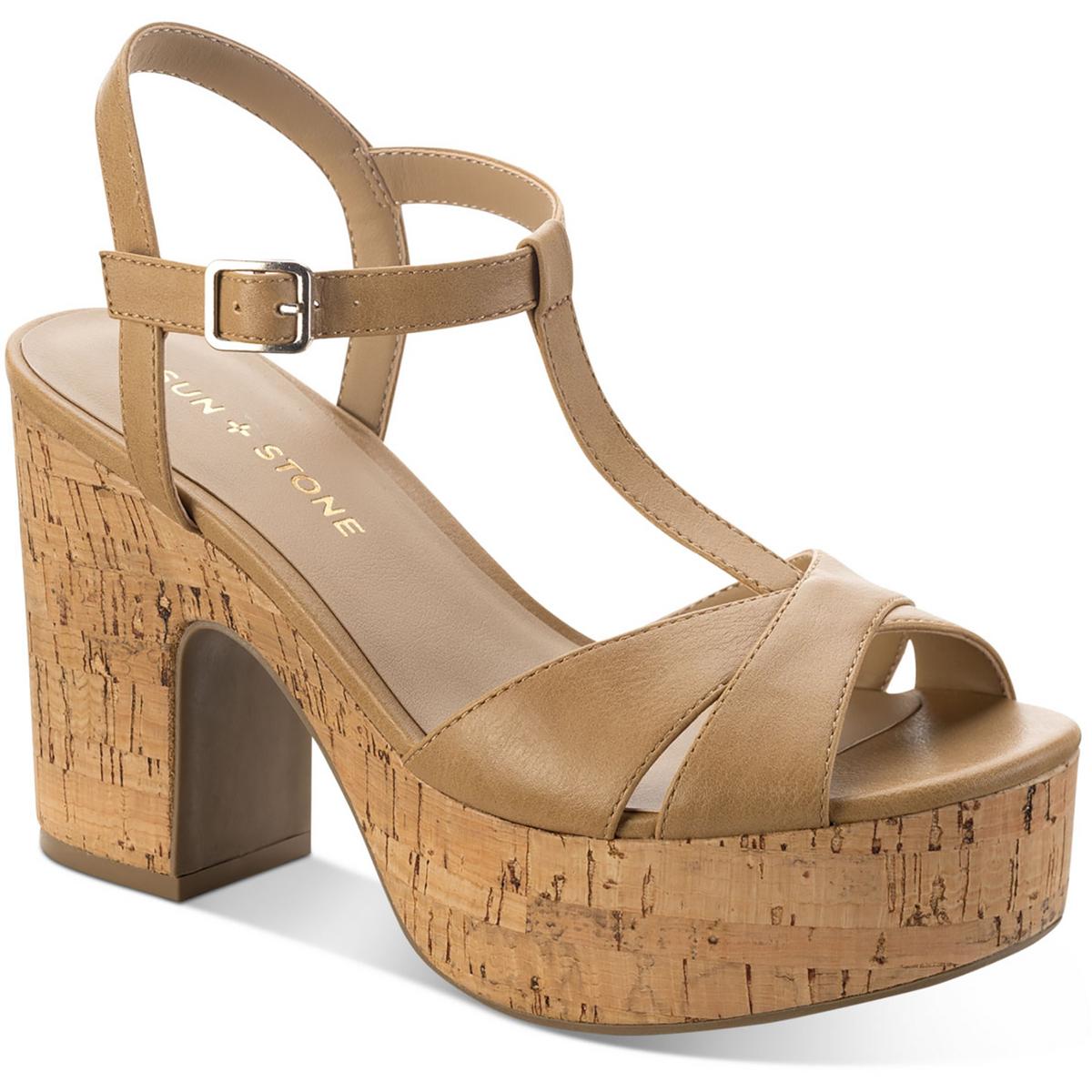 Sun + Stone Womens Jillien Buckle Peeptoe Block Heels