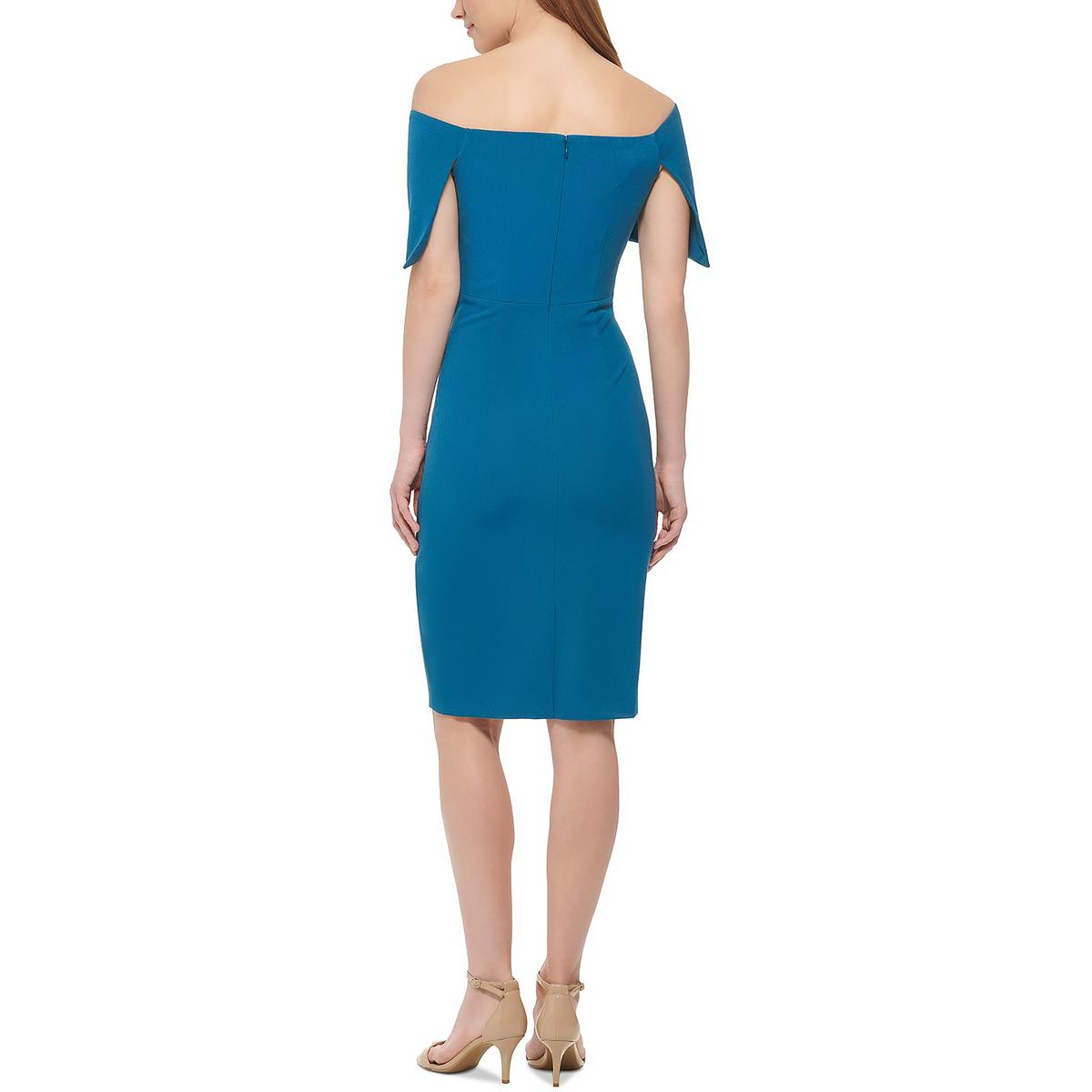 Vince Camuto Ruched Metallic Long Sleeve Cocktail Dress In Teal