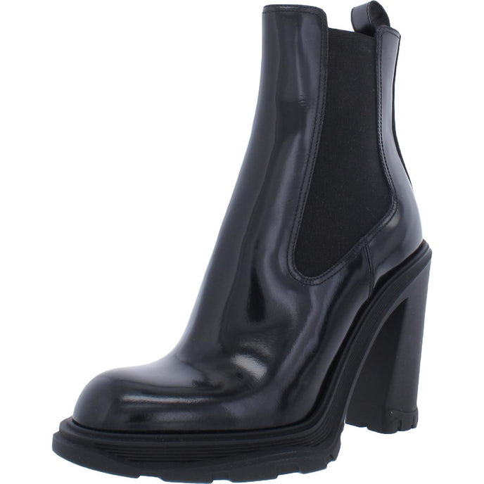 Louis Vuitton V-Cut Slide Sandals Black Leather High Block Heels Pumps EU  37.5