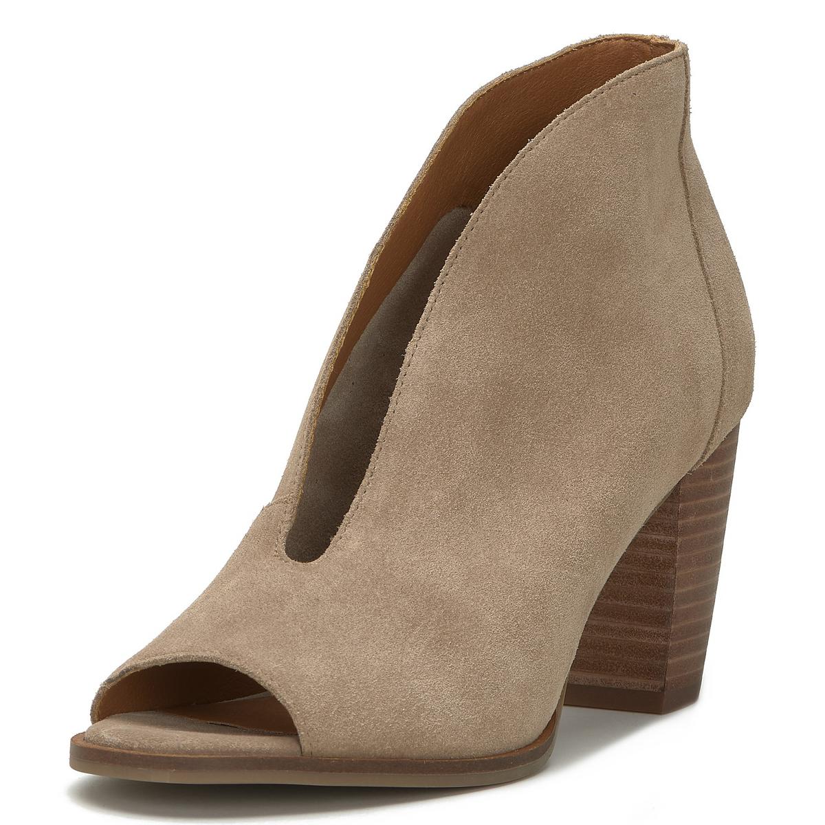 Lucky Brand Joal Leather Open Toe Stacked Heel Bootie
