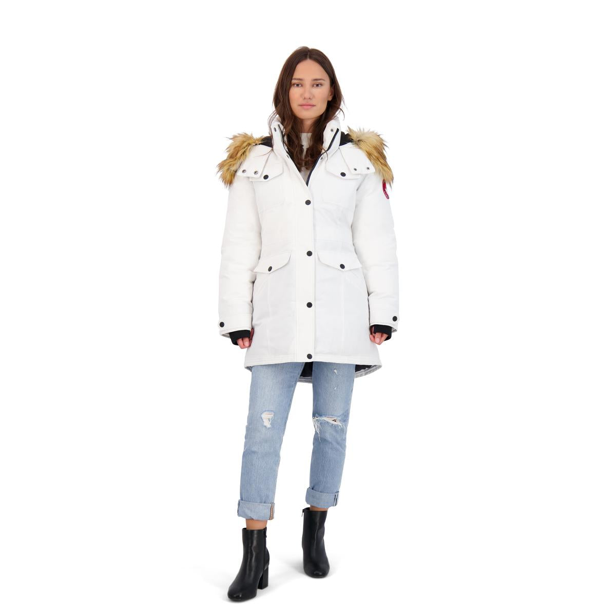 Piumino Donna Invernale Cappotto Invernale Lungo Canada Weather Gear Per Donna - Taglie Plus, Rosso/Sabbia Giacca Antipioggia Invernale