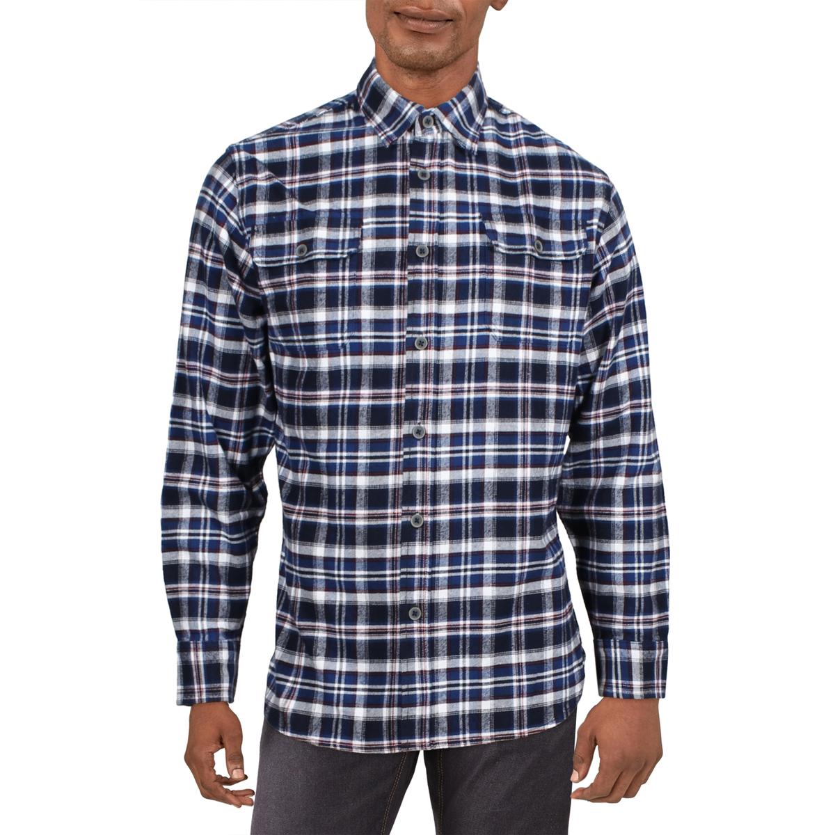 JACHS Mens Cotton Flannel Button-Down Shirt